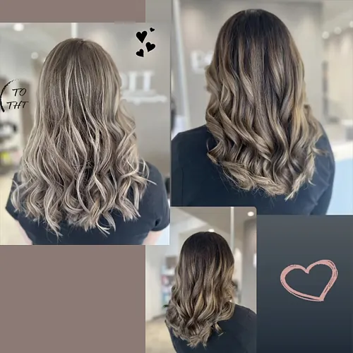 Haarfarbveränderung im Vorher-Nachher-Stil